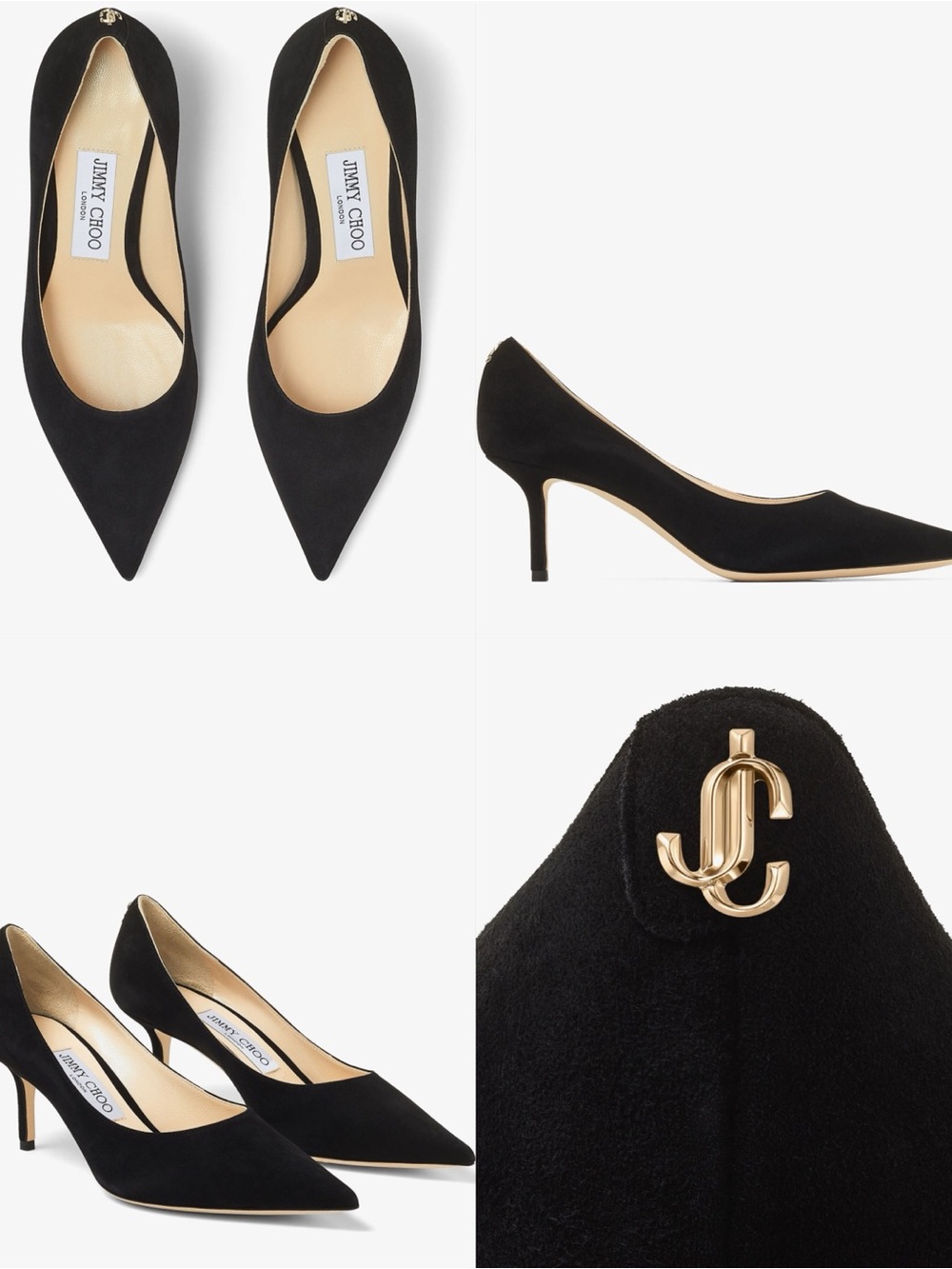 Jimmy Choo Love 65 Black Suede Pointed Pumps with JC Emblem 36.5 $850
